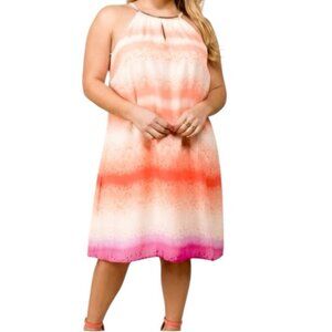 Luxology Dress MulticolorSleeveless Keyhole Neck Boho Spring Shift Dress 20W